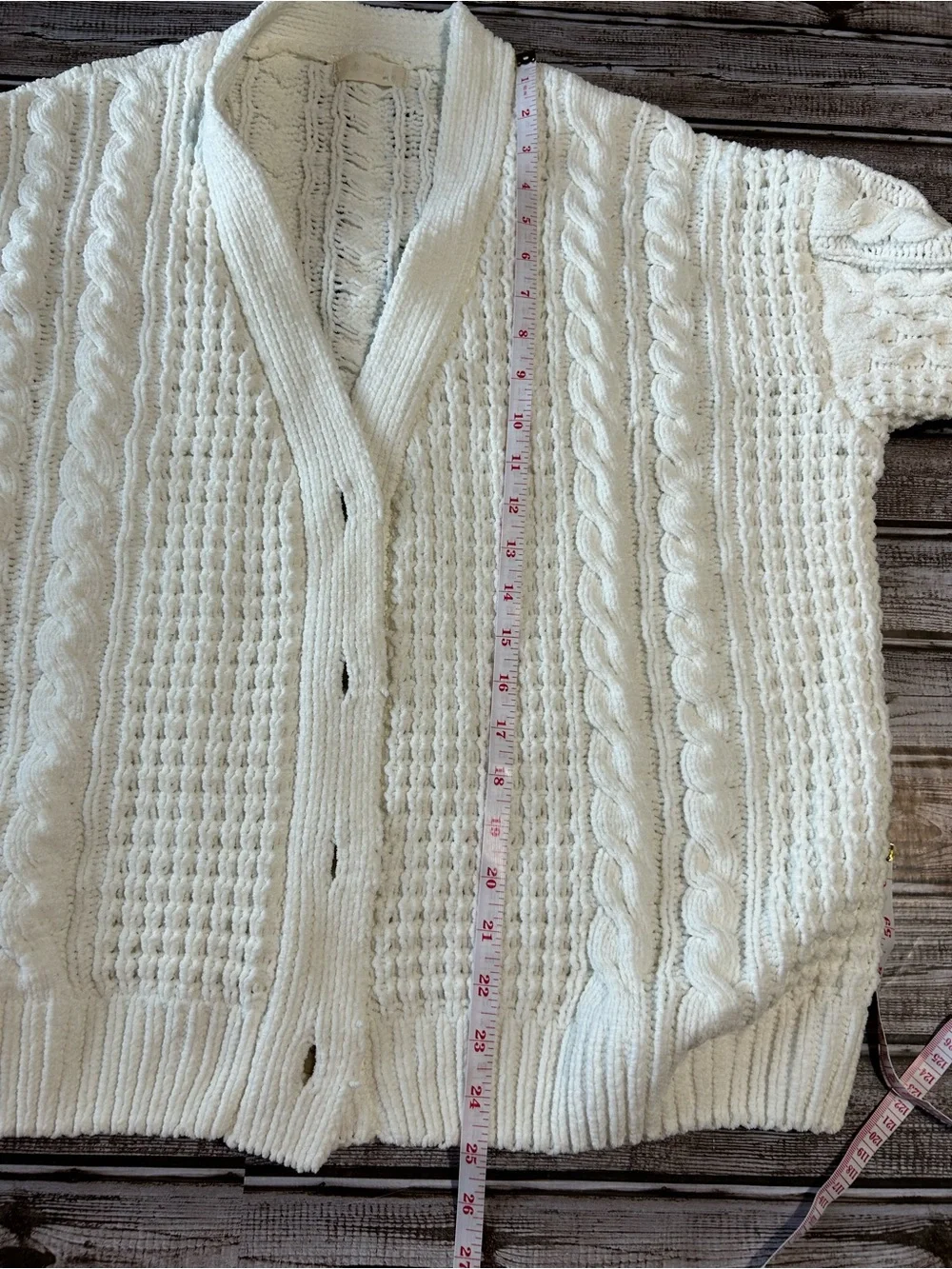 Altar'd State Ivory Cable Knit Button Cardigan - Picture 5 of 6